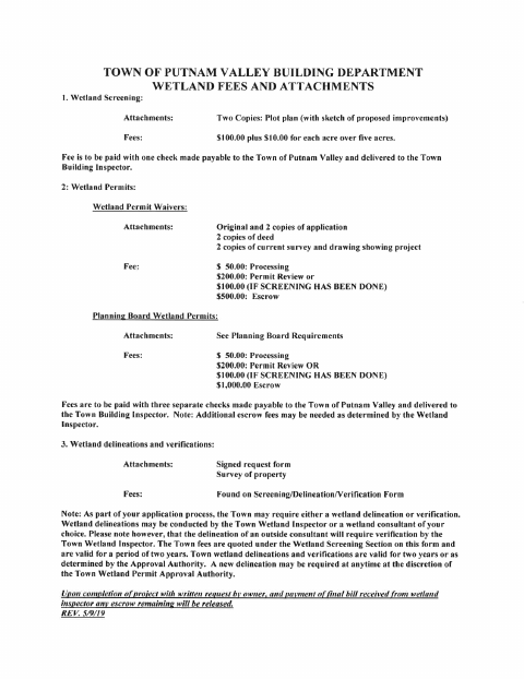 First page of the Wetlands Permit Application and Fees
