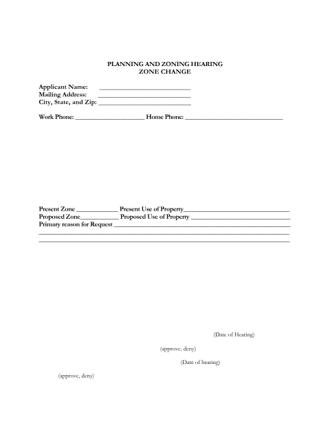 First page of the Zone Change Application
