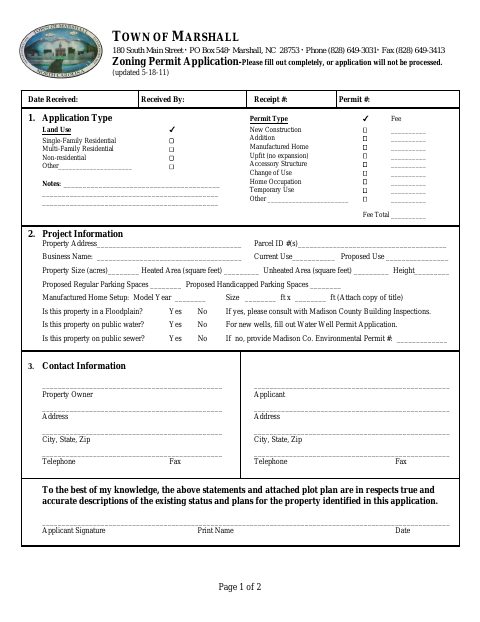 First page of the Zoning Permit Application