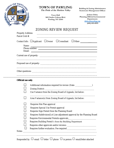 First page of the Zoning Review Request