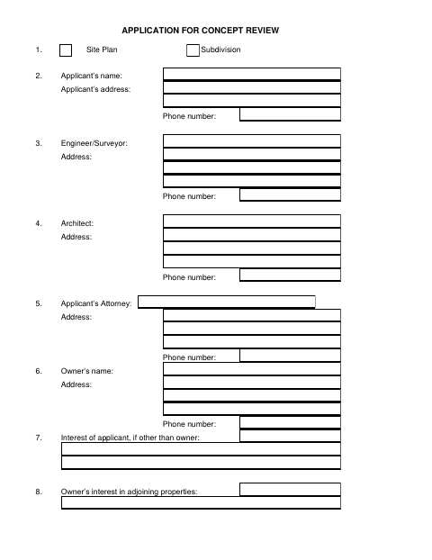 First page of the Application for Concept Review