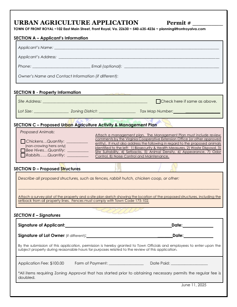 First page of the Urban Agriculture Application