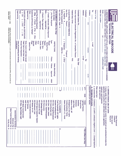 First page of the Electrical Permit Application