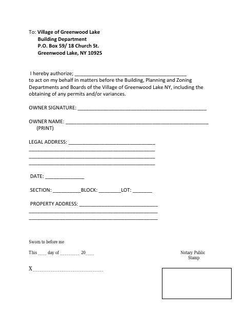 First page of the Owner's Letter of Authorization
