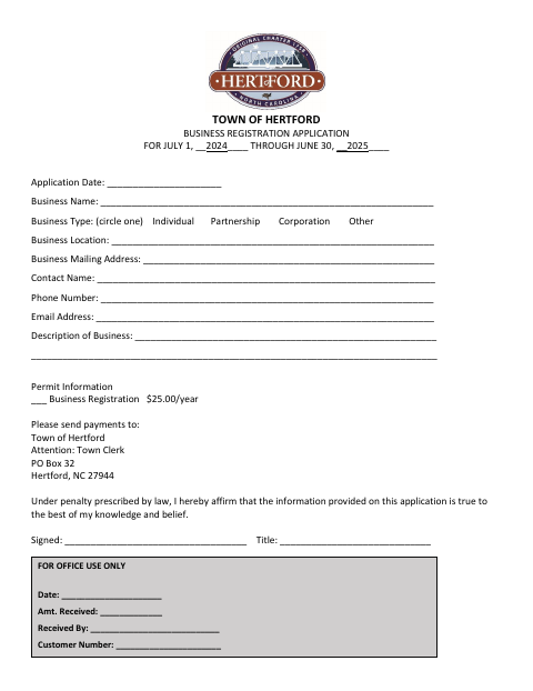 First page of the Business Registration Application