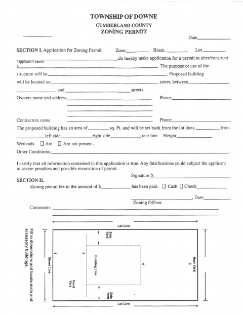 First page of the Zoning Permit Application