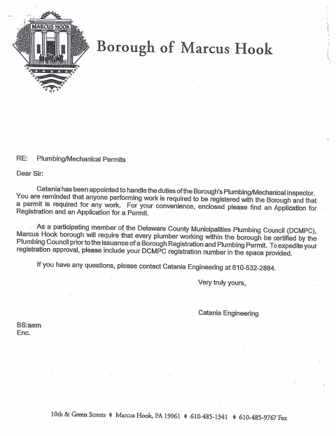 First page of the Plumbing Registration Permit Application