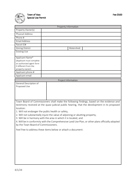 First page of the Special Use Permit