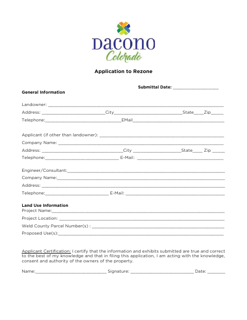 First page of the Application for Rezoning
