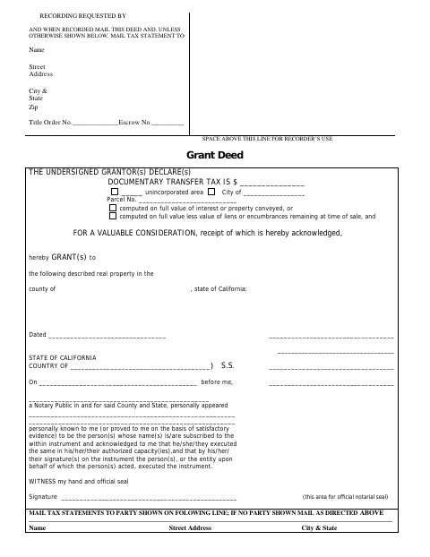 First page of the Grant Deed