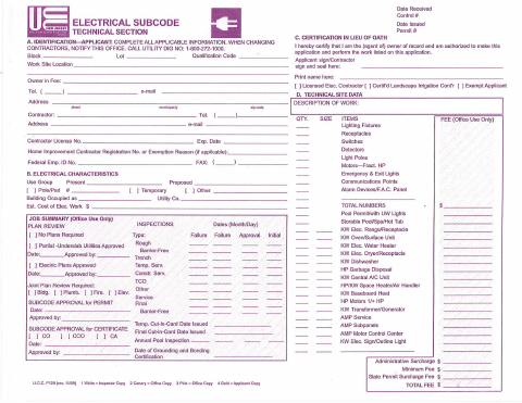 First page of the Electrical Subcode Technical Section