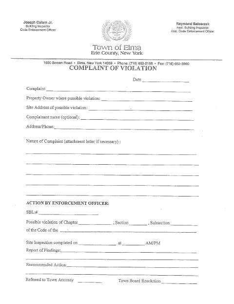 First page of the Complaint of Violation