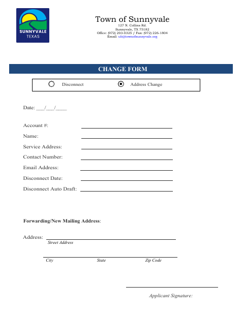 First page of the Address Change Request