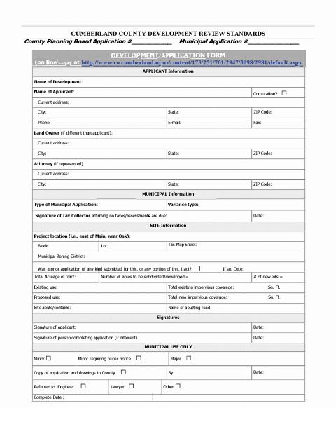 First page of the Cumberland County Development Review Standards