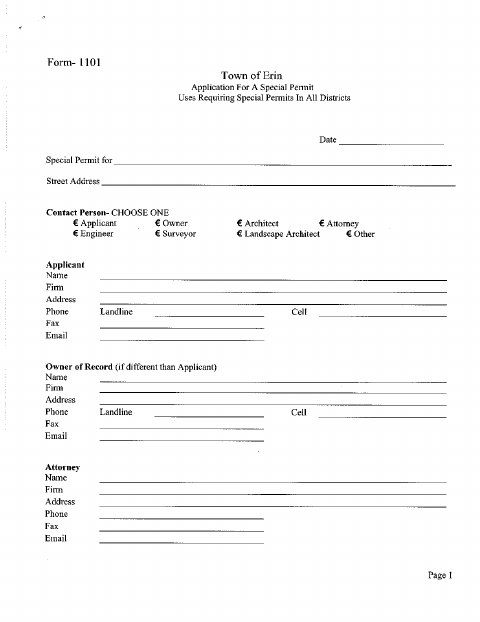 First page of the Special Use Permit Application