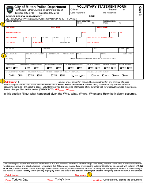 First page of the Voluntary Statement Form