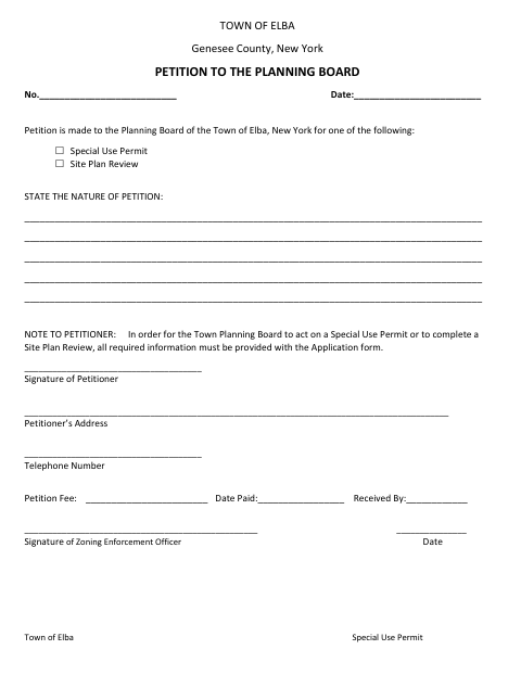 First page of the Special Use Permit Application
