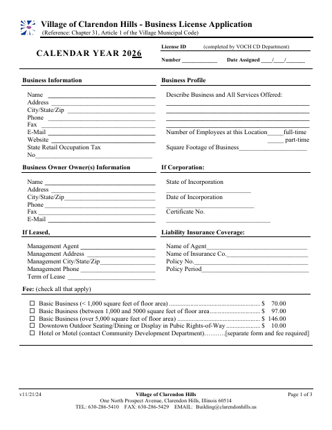 First page of the Business License Application