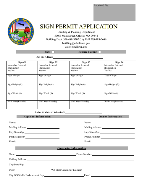 First page of the Sign Permit Application