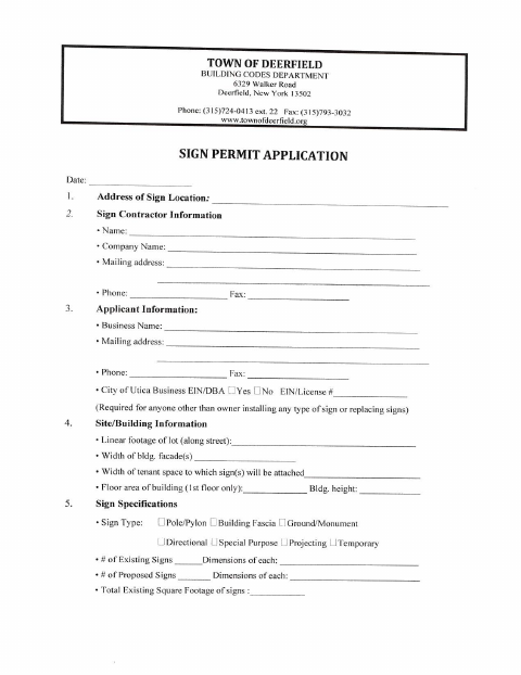 First page of the Sign Permit Application