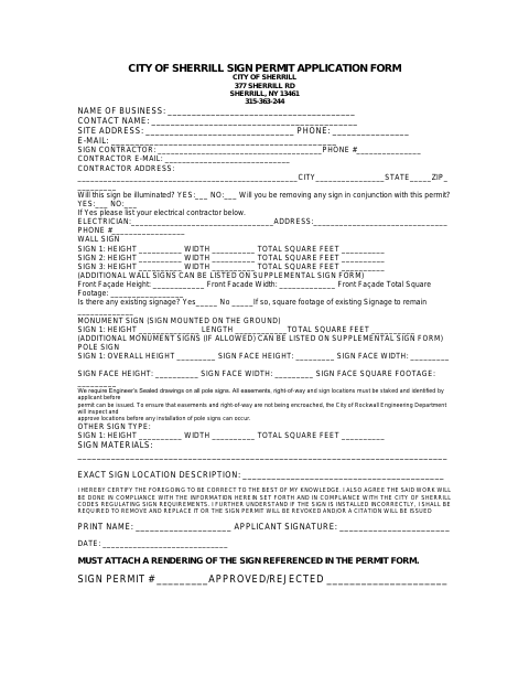First page of the Sign Permit Application Form