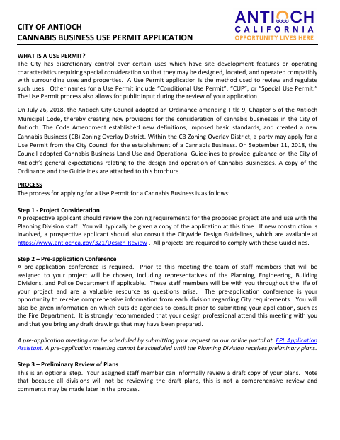 First page of the Cannabis Business Use Permit Application