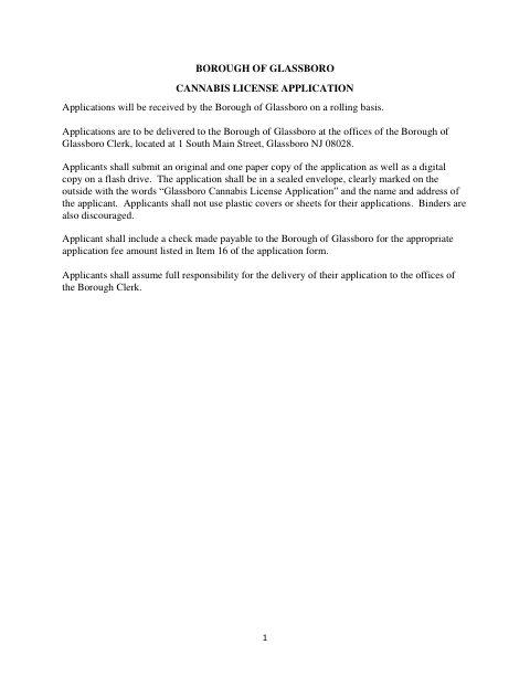First page of the Cannabis License Application