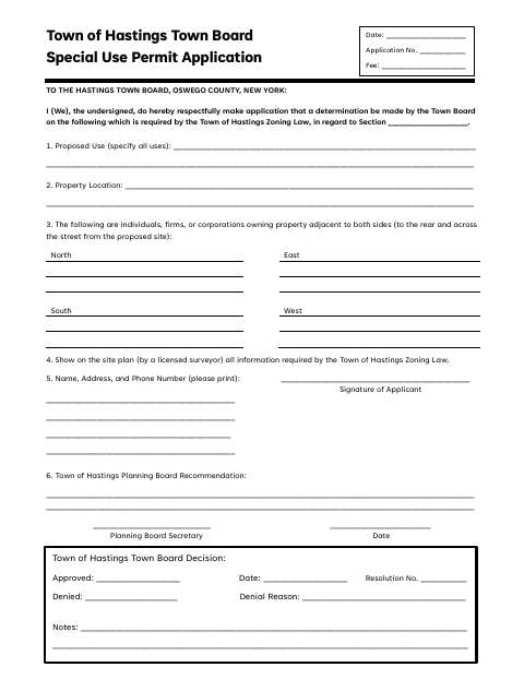 First page of the Special Use Permit Application