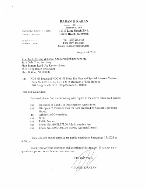 First page of the Land Use Development Application