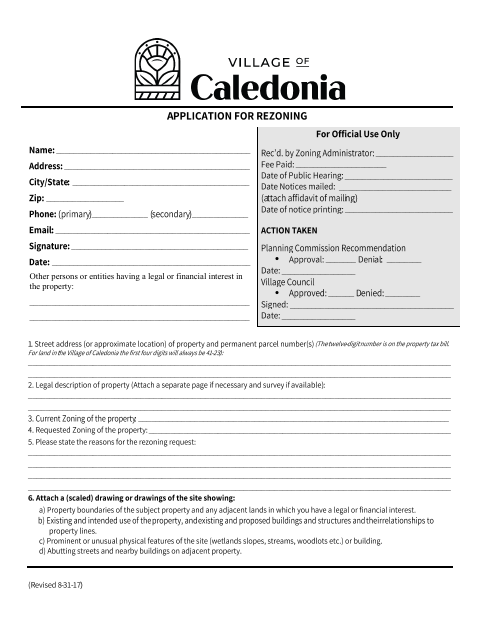 First page of the Application for Rezoning
