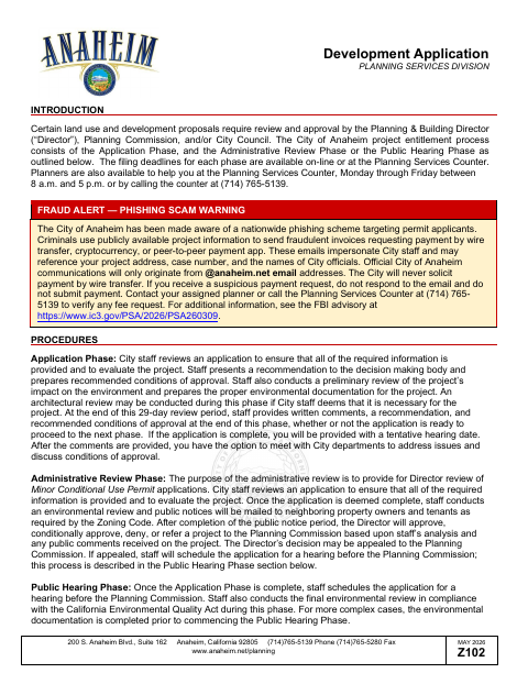 First page of the Development Application