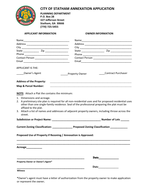 First page of the Annexation Application