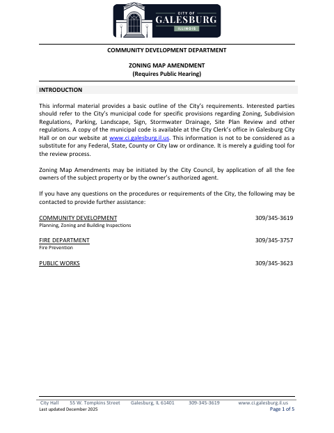 First page of the Zoning Map Amendment Application