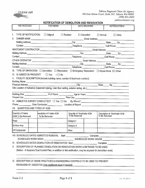 First page of the Demolition and Renovation Notice