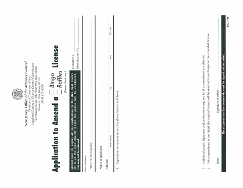 First page of the Application to Amend License