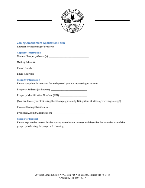 First page of the Zoning Amendment Application
