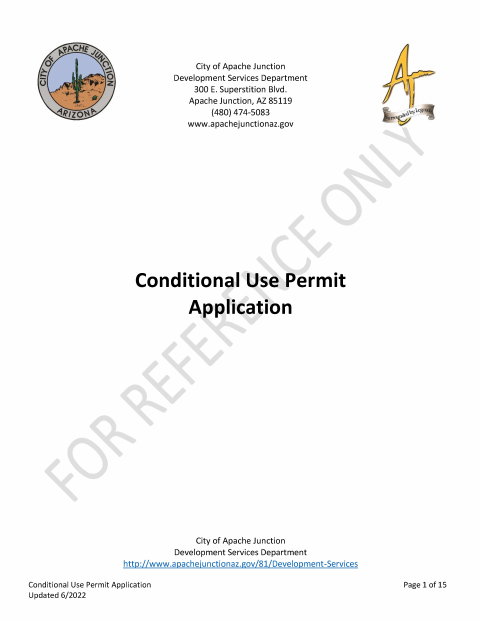 First page of the Conditional Use Permit Application