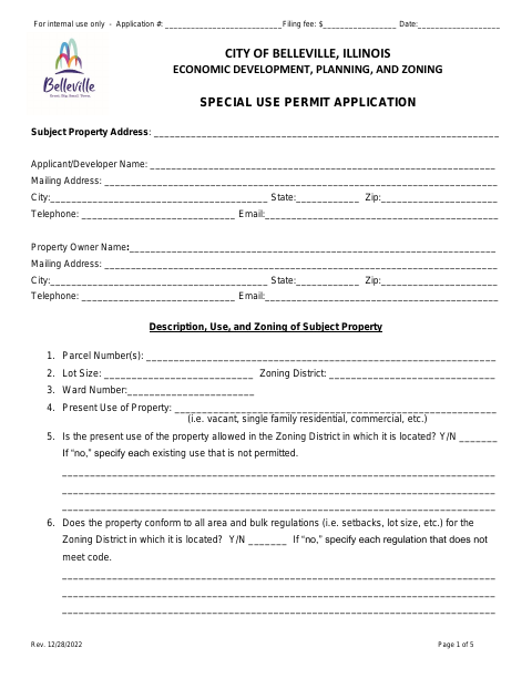 First page of the Special Use Permit Application