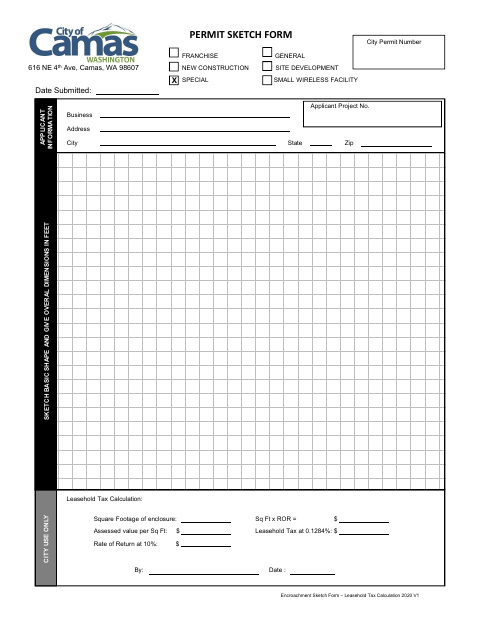 First page of the Permit Sketch Form