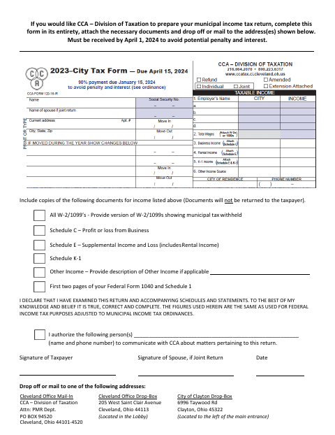 First page of the Taxpayer Assistance Form