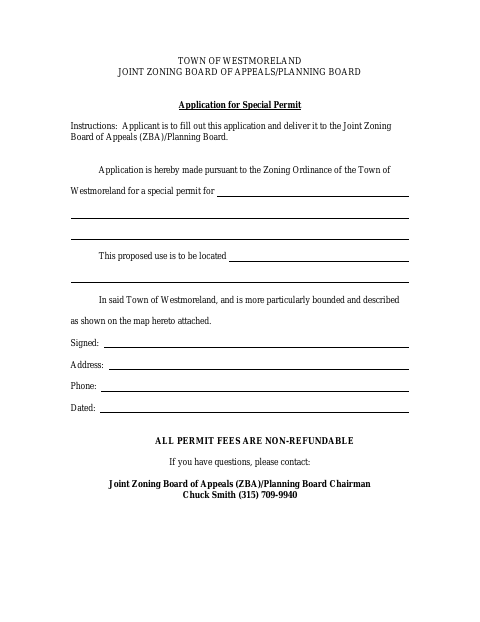 First page of the Application for Special Permit