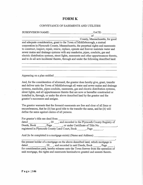 First page of the Conveyance of Easements and Utilities