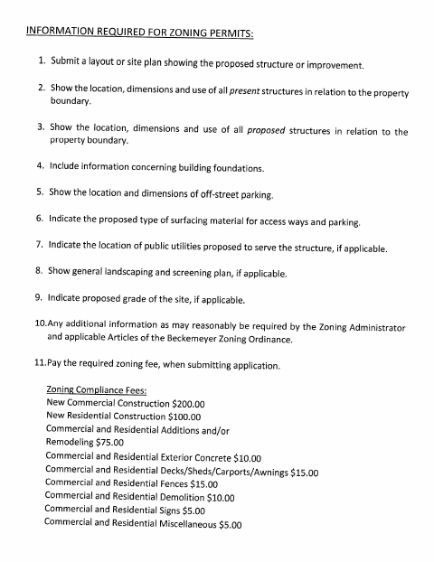 First page of the Zoning Application