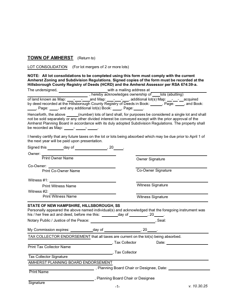 First page of the Lot Line Consolidation Form