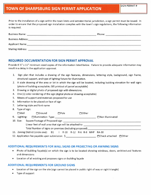 First page of the Sign Permit Application