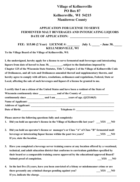 First page of the Operator License Application