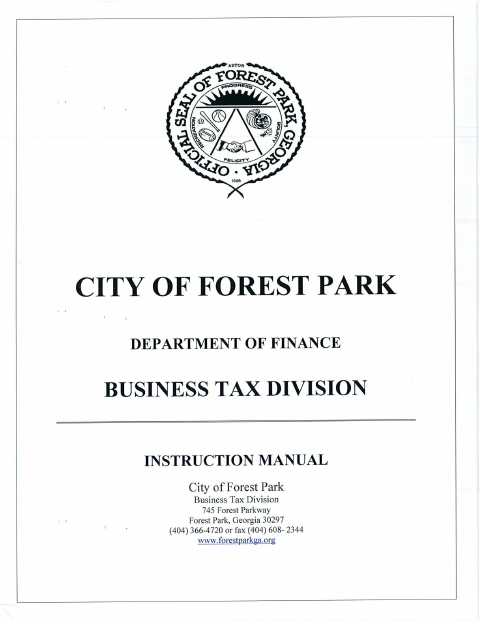 First page of the Business License Packet