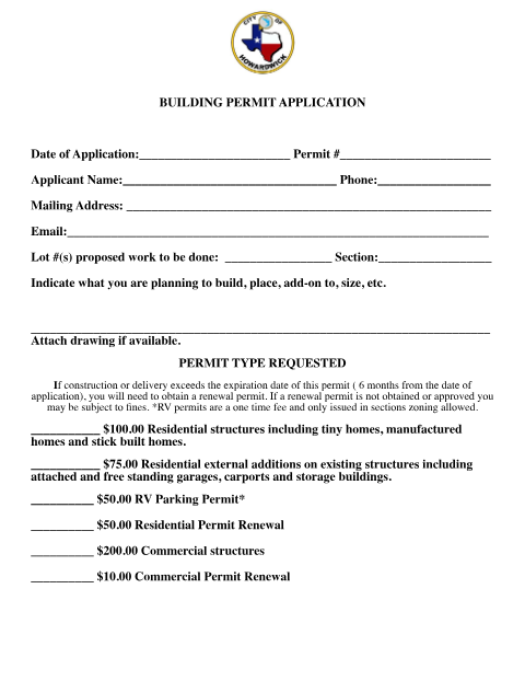 First page of the Building Permit Application