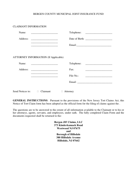 First page of the Notice of Tort Claim