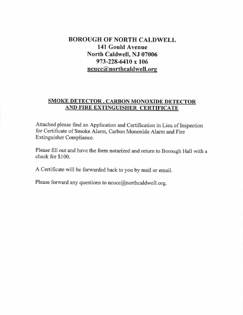 First page of the Application and Certification in Lieu of Inspection